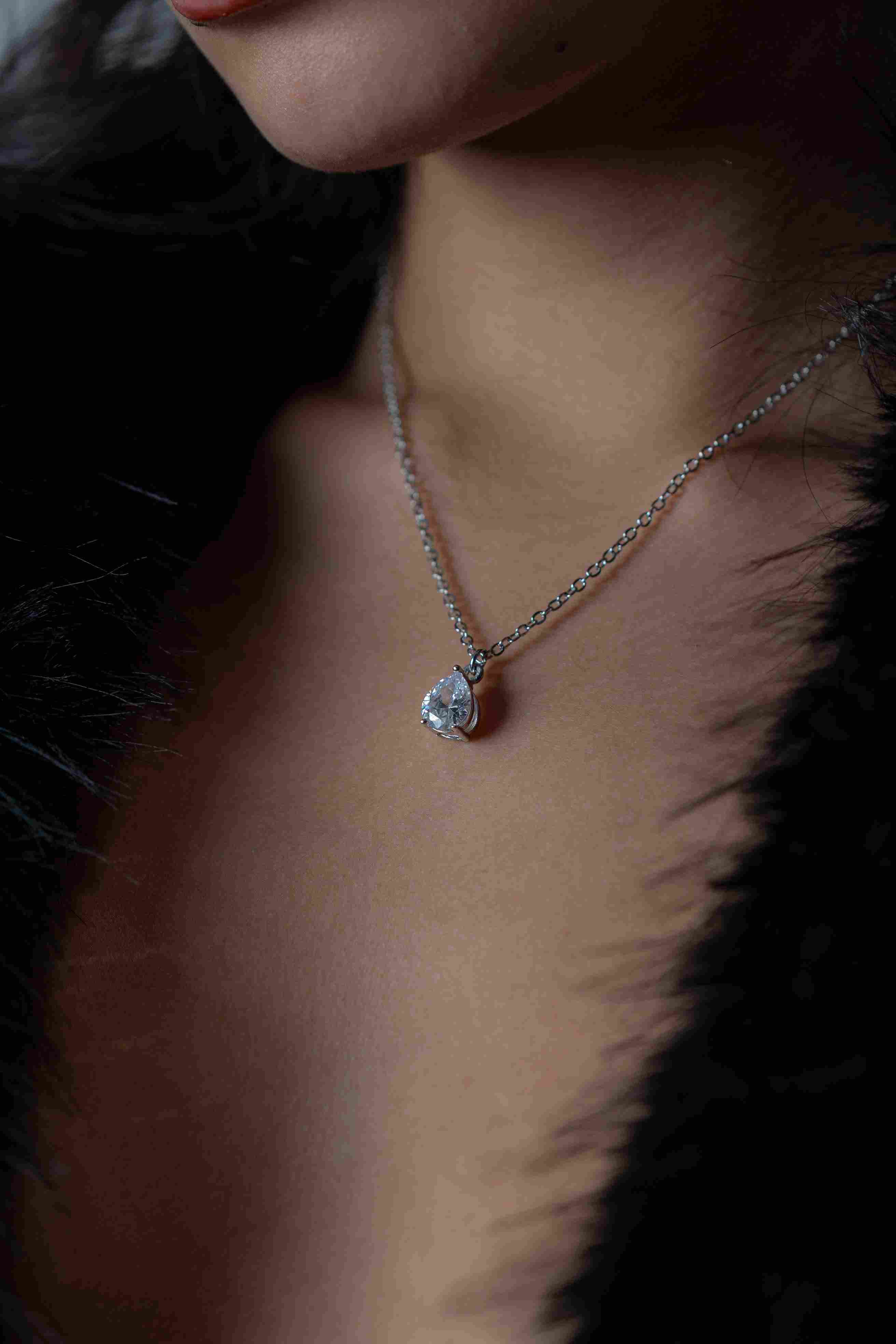 Zircon Pear Necklace's Couple Set