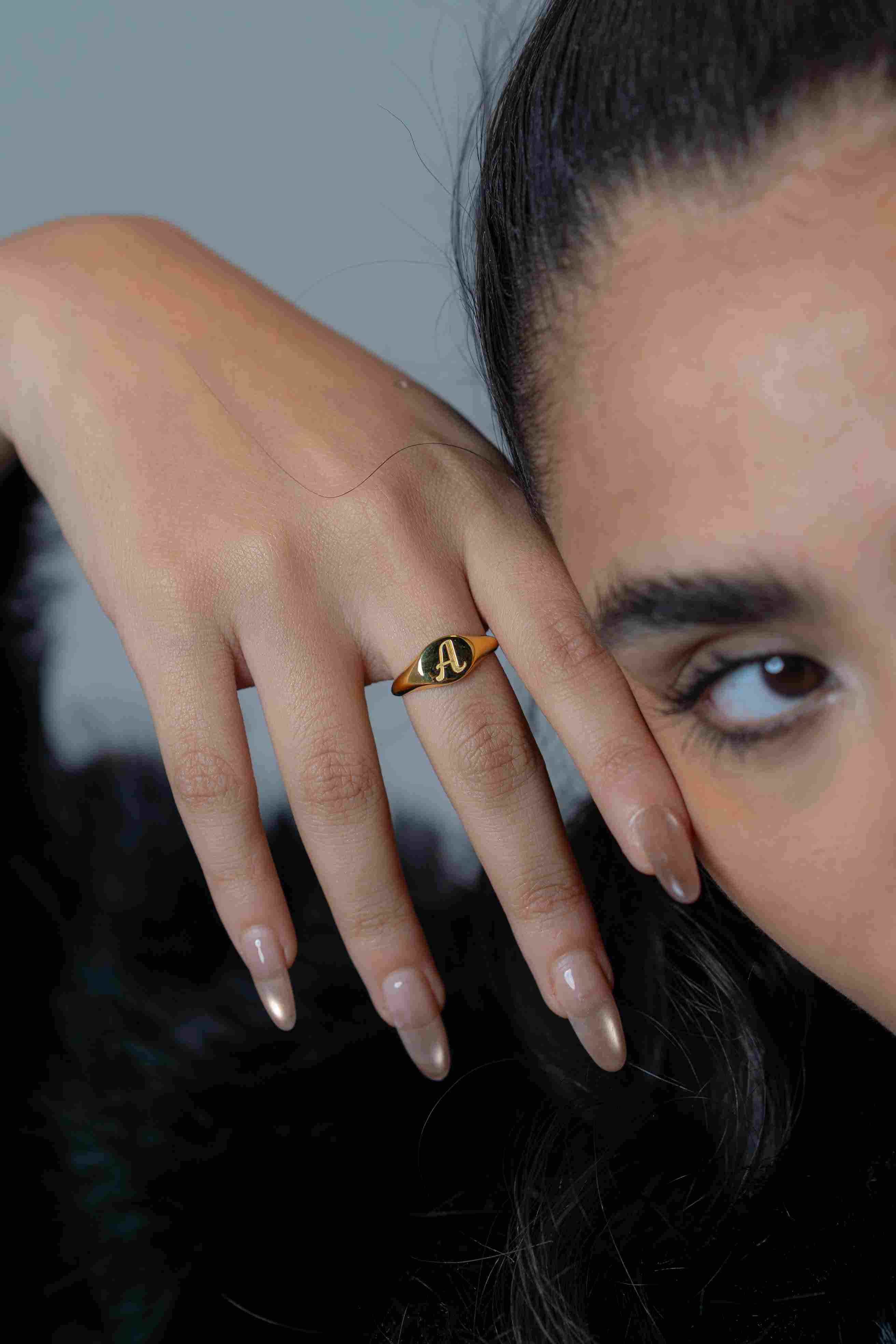 Letter Signet ring's Couple Set