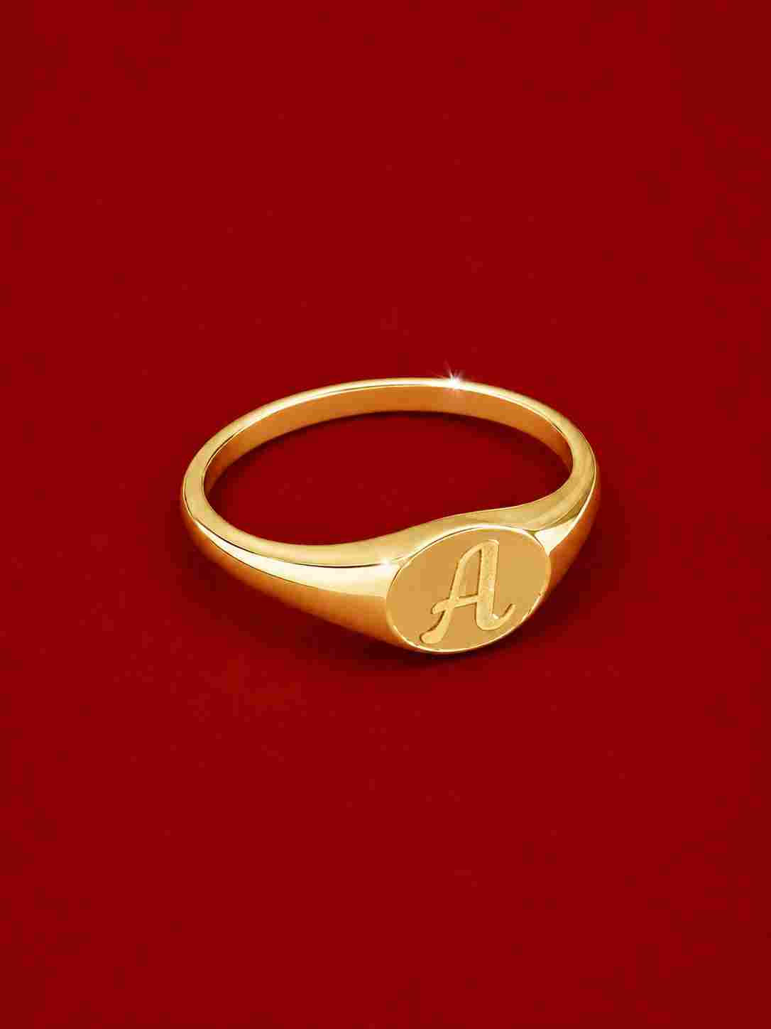 Letter Signet ring's Couple Set
