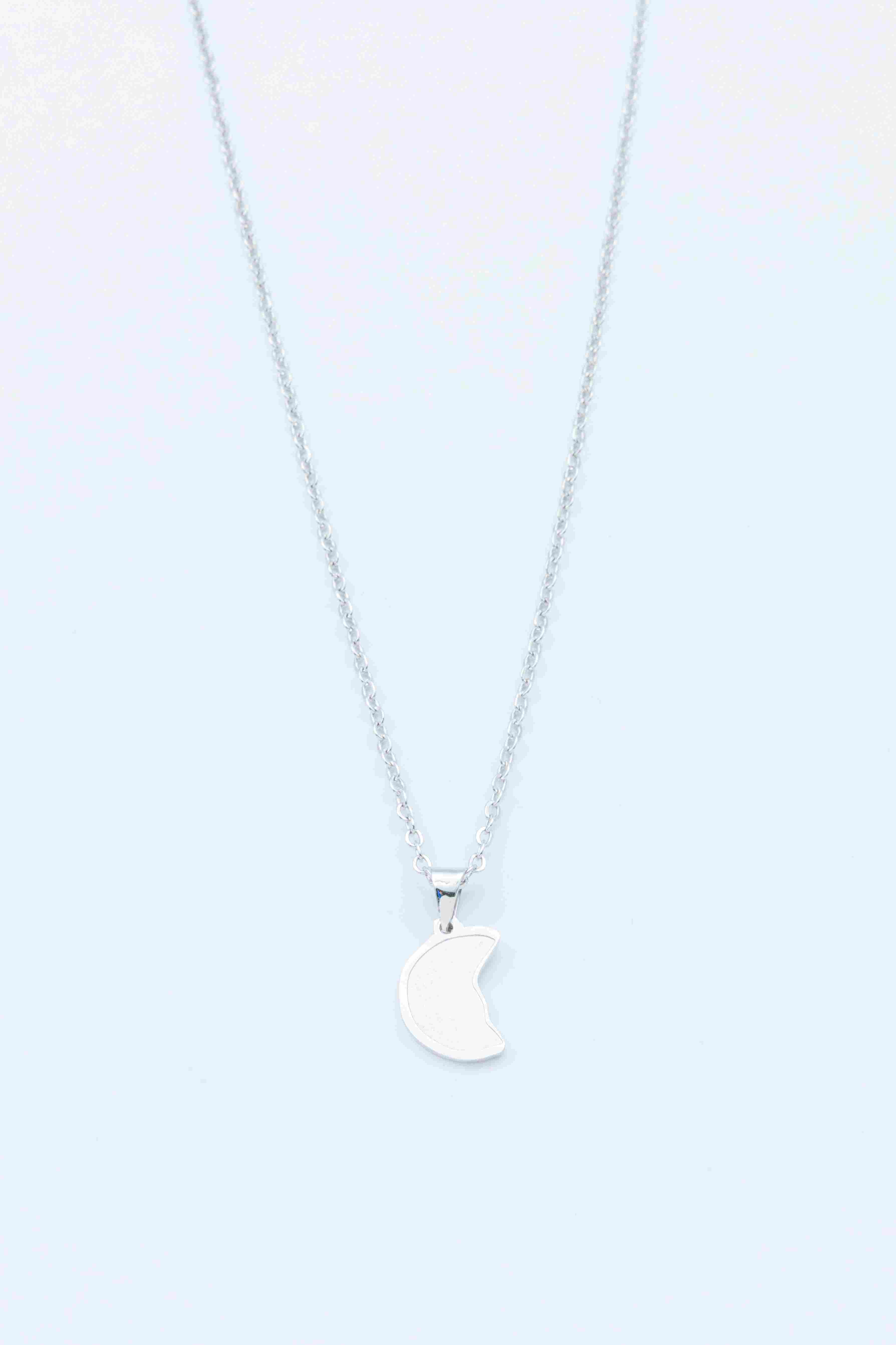 Split Moon Necklace - silver