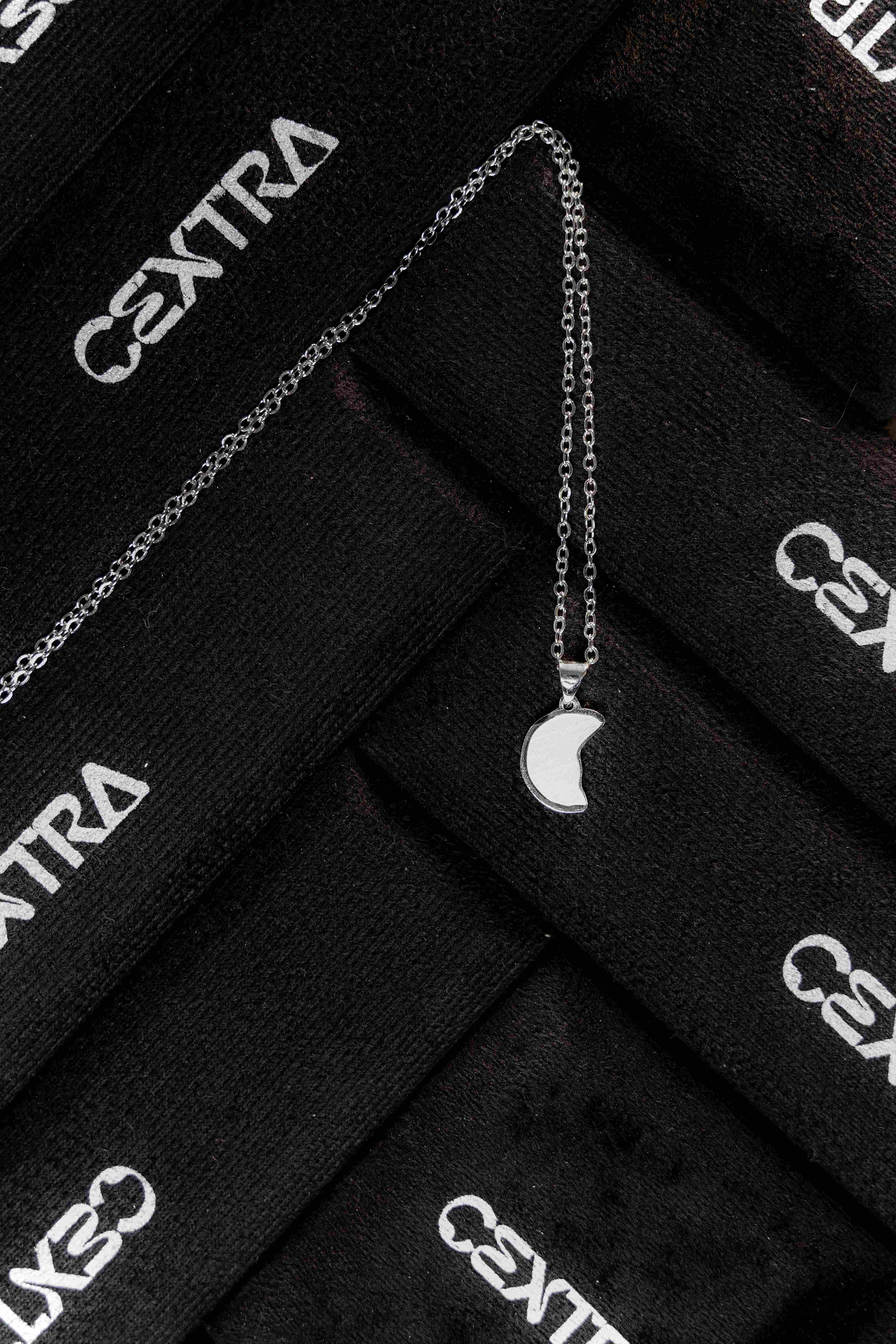 Split Moon Necklace - silver