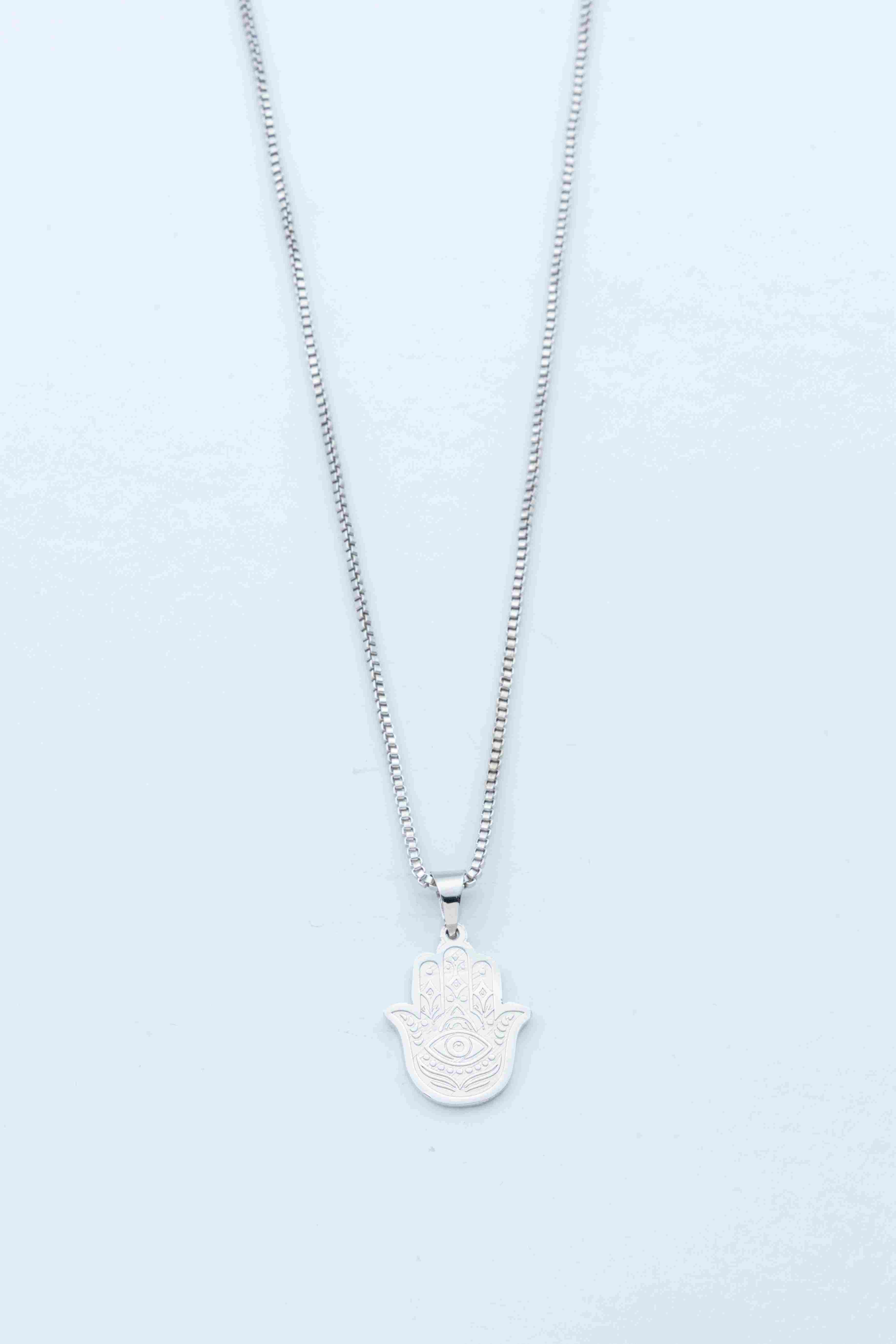 Hamsa Hand Silver Necklace