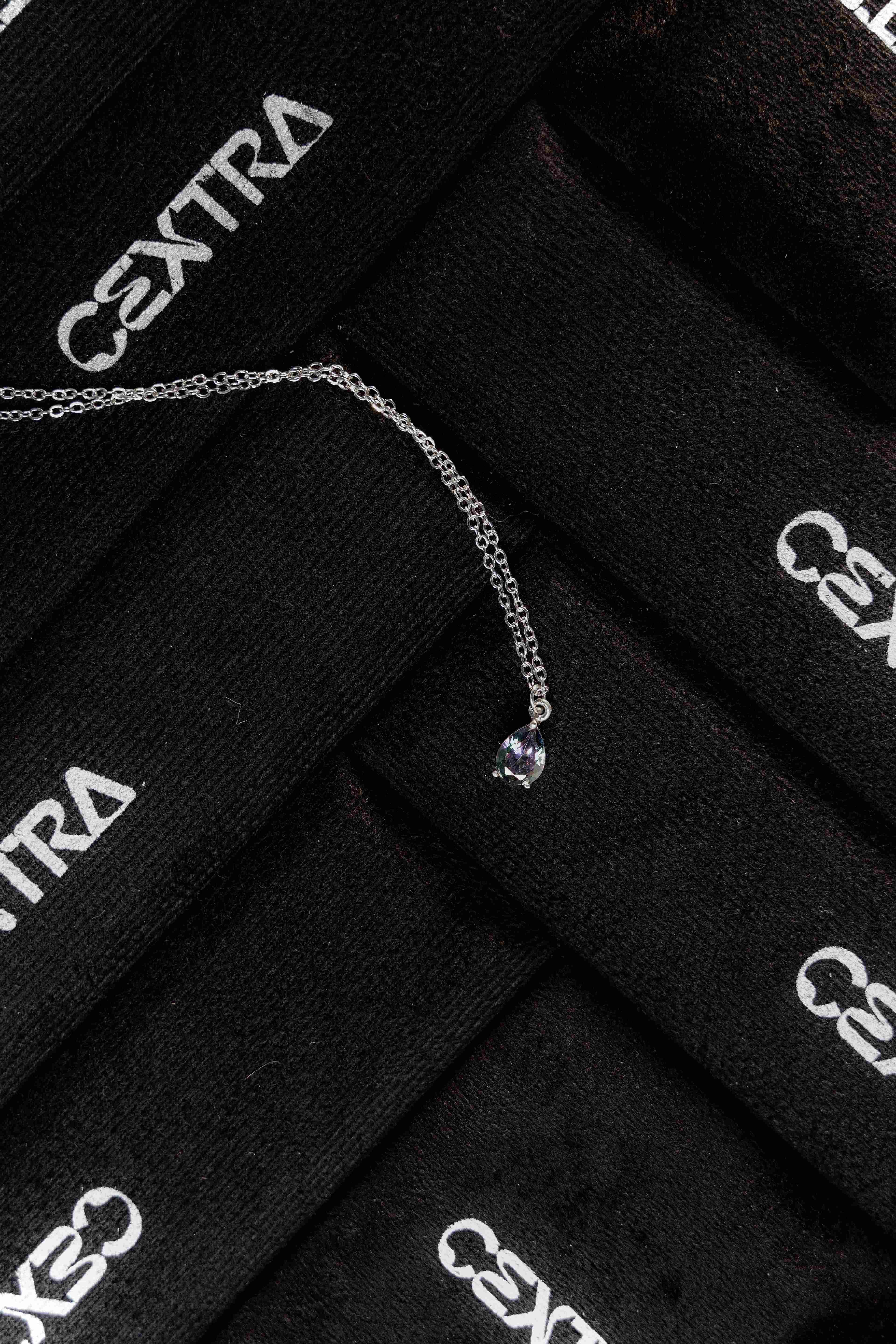 قلادة سيلفر بحجر زركون - aquamarine