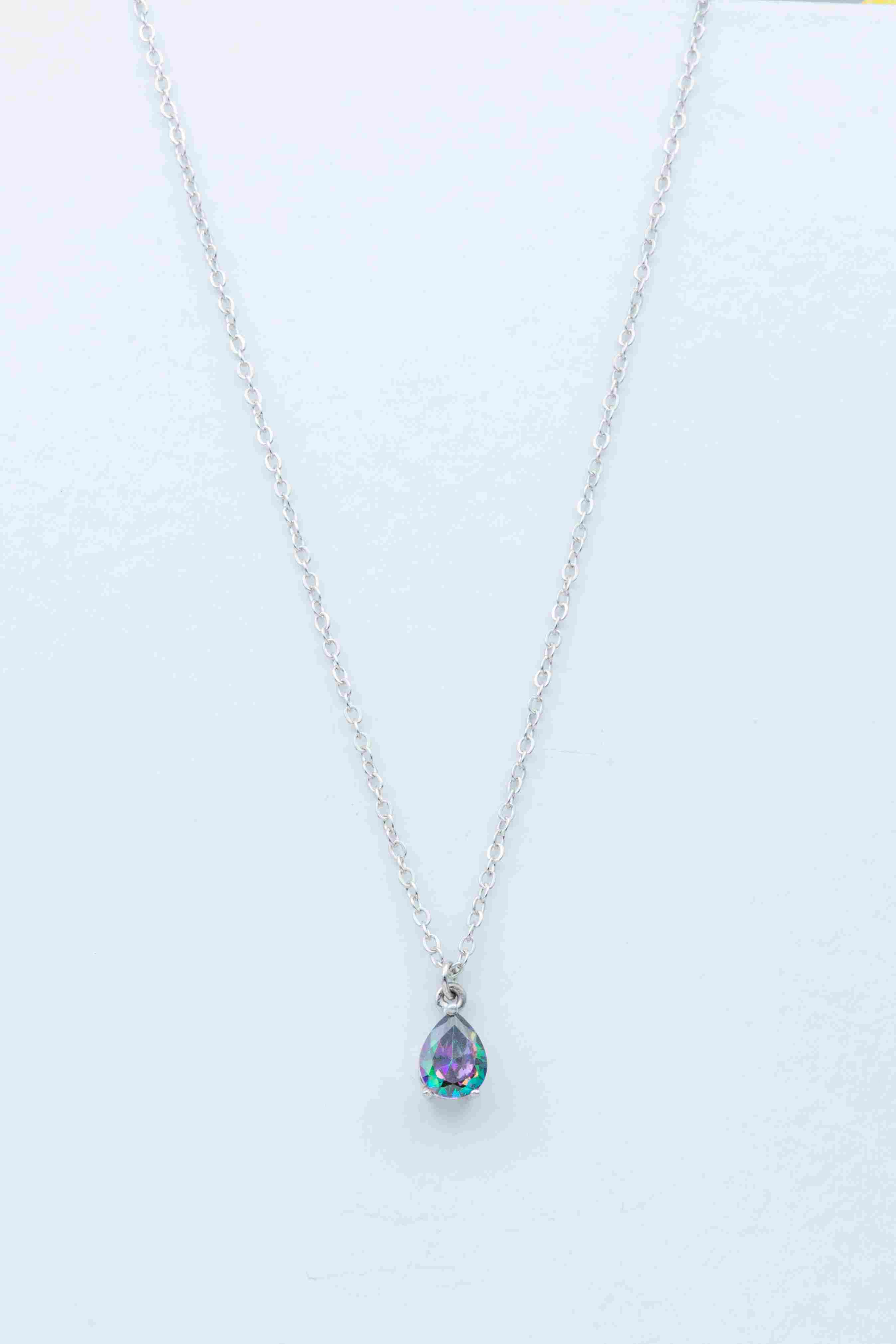 قلادة سيلفر بحجر زركون - aquamarine