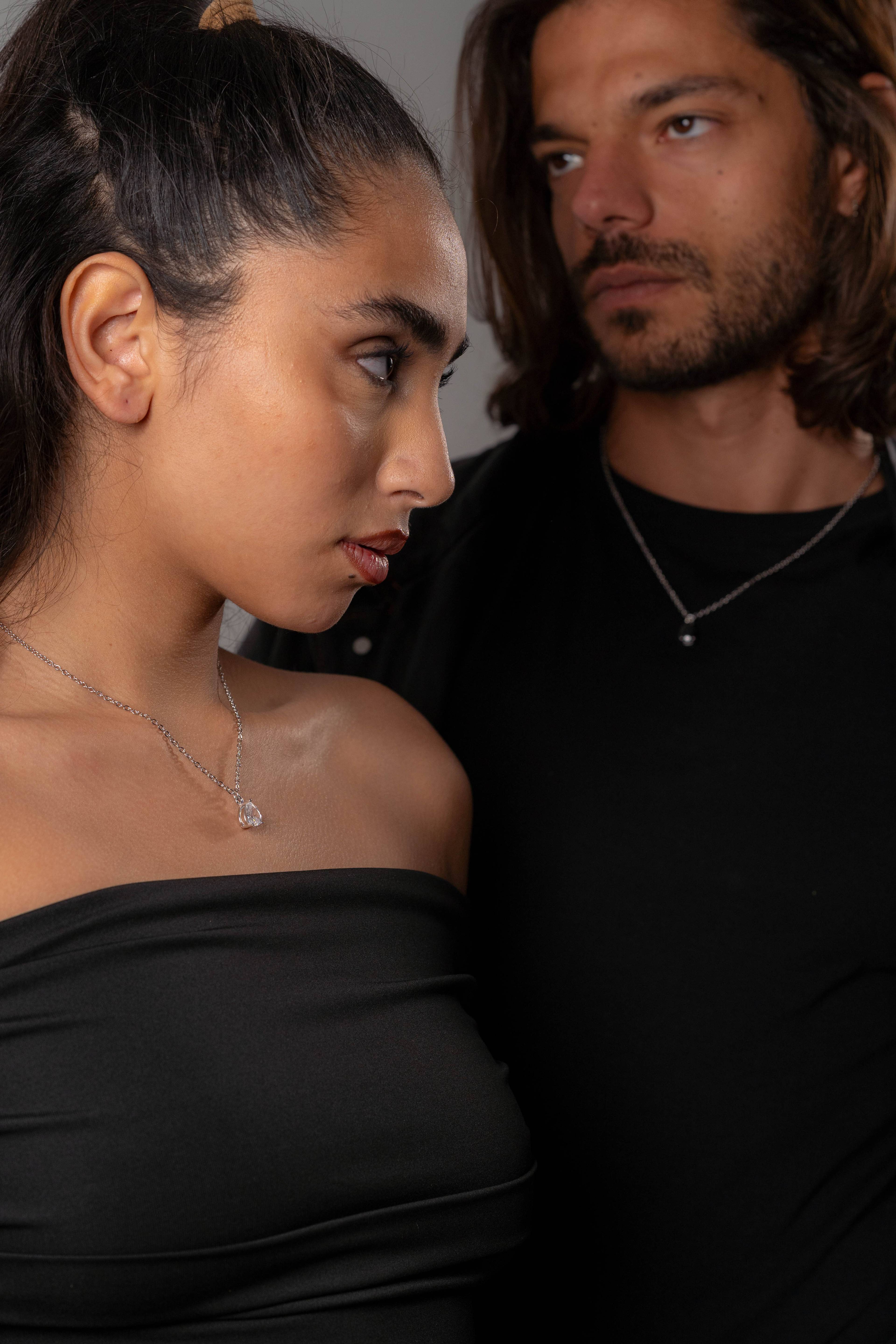 Zircon Pear Necklace's Couple Set