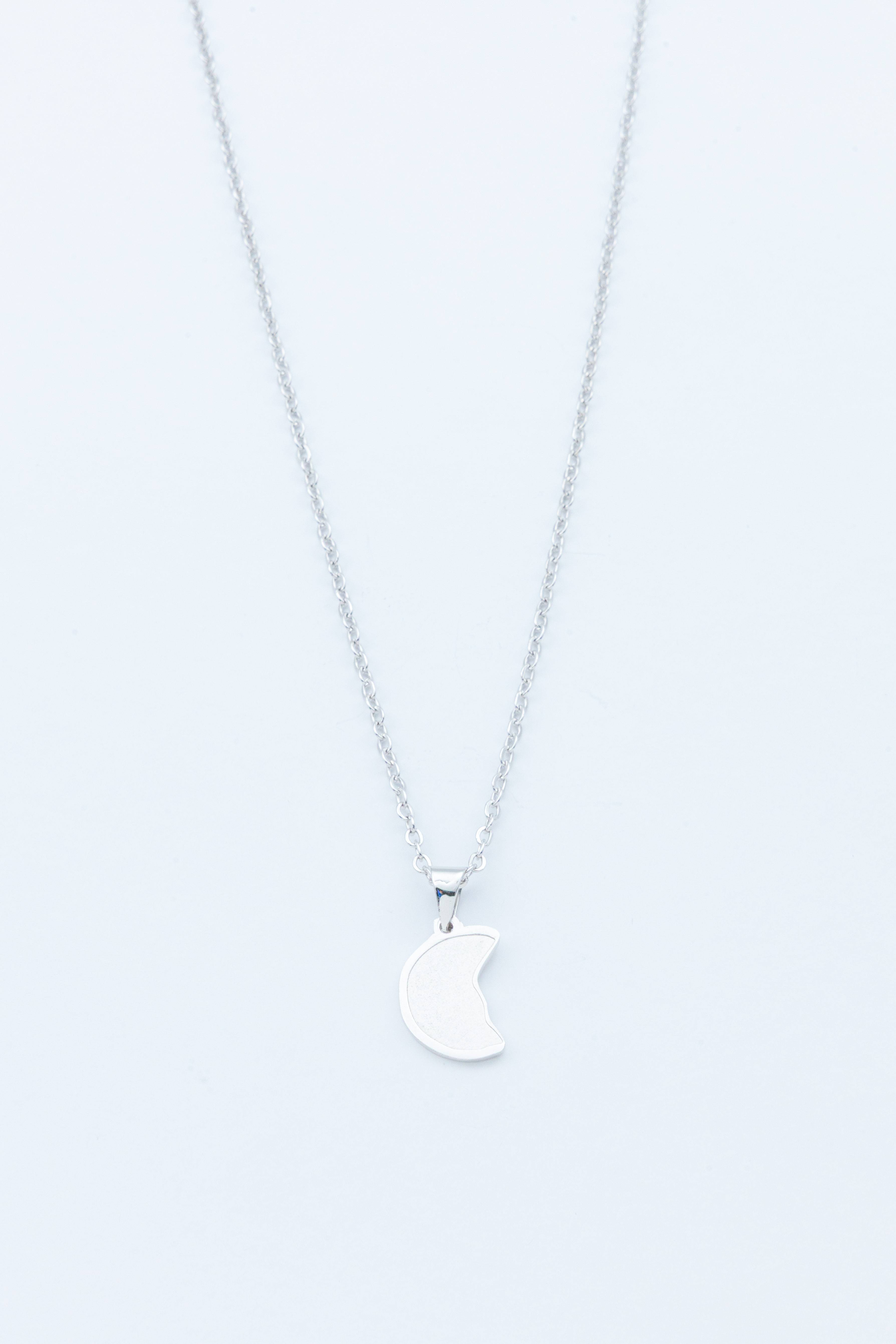 Split Moon Necklace - silver