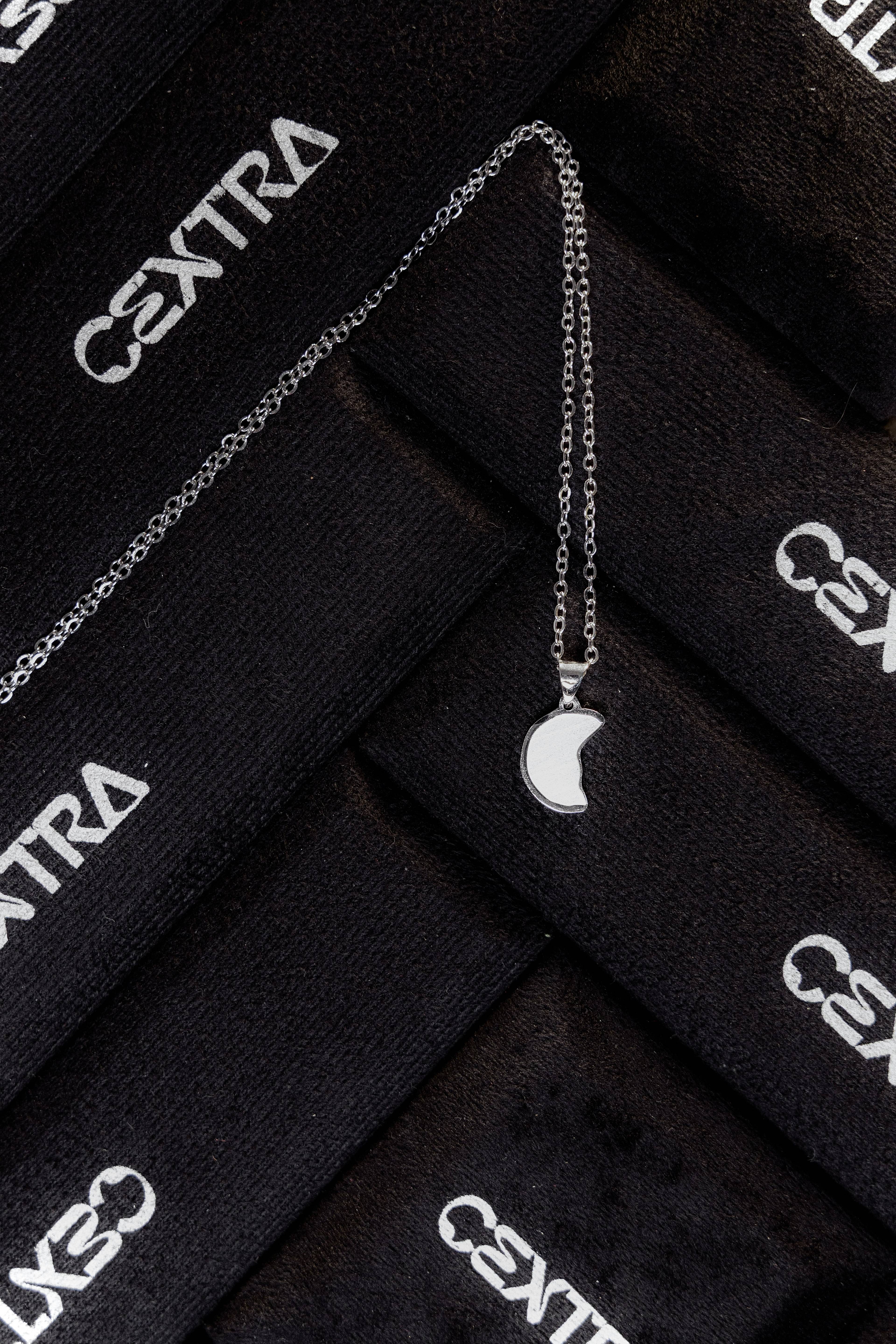 Split Moon Necklace - silver