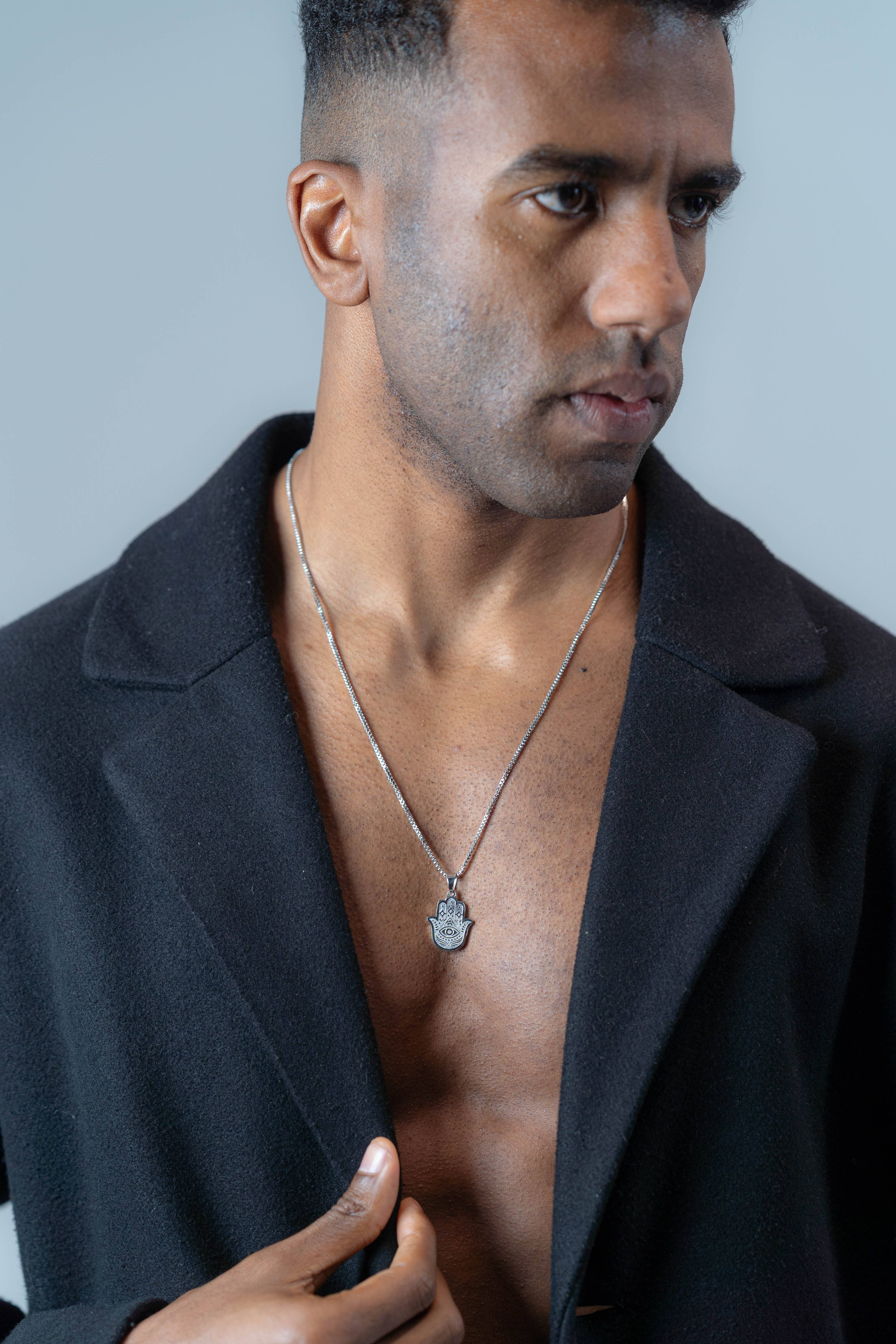 Hamsa Hand Silver Necklace