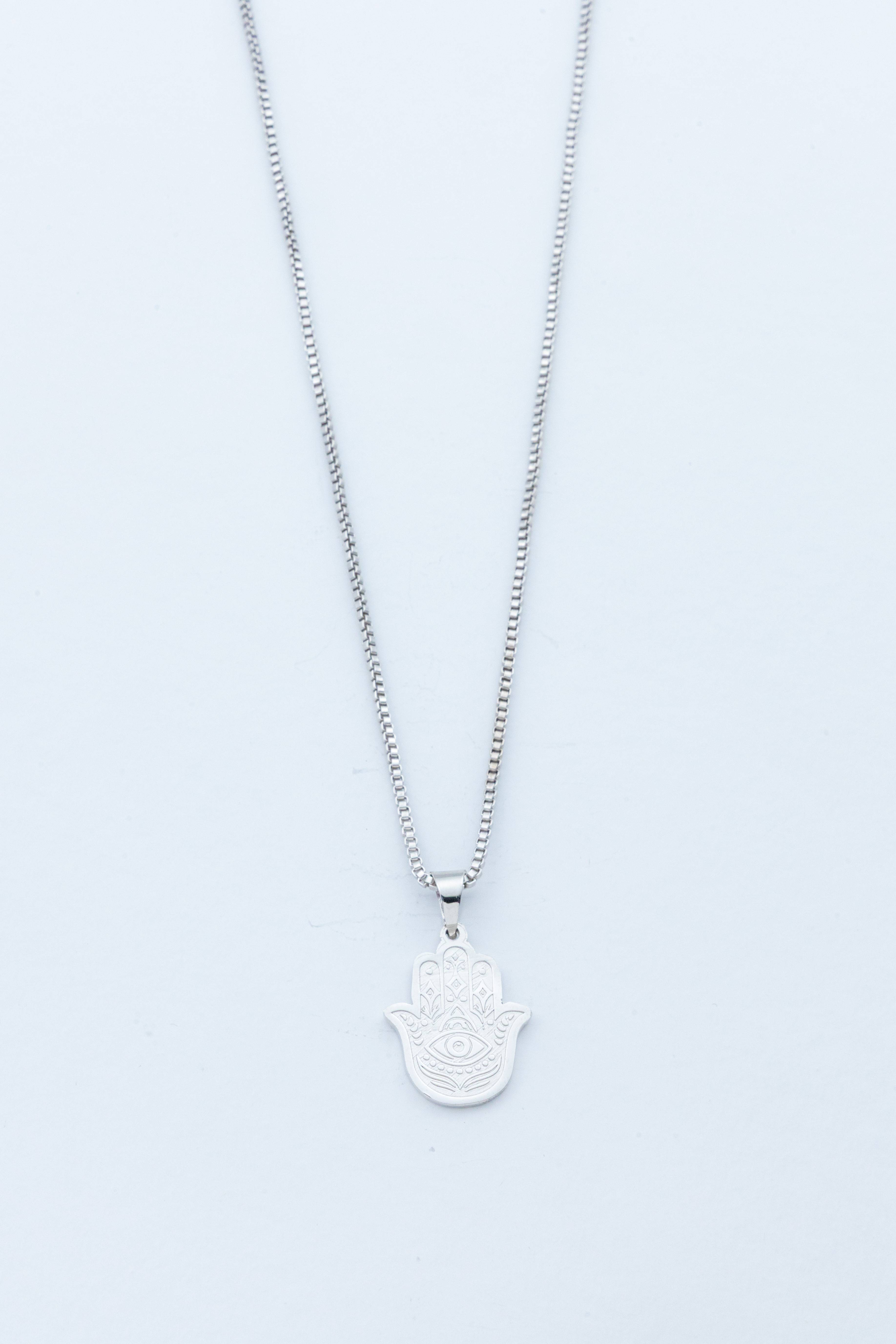 Hamsa Hand Silver Necklace
