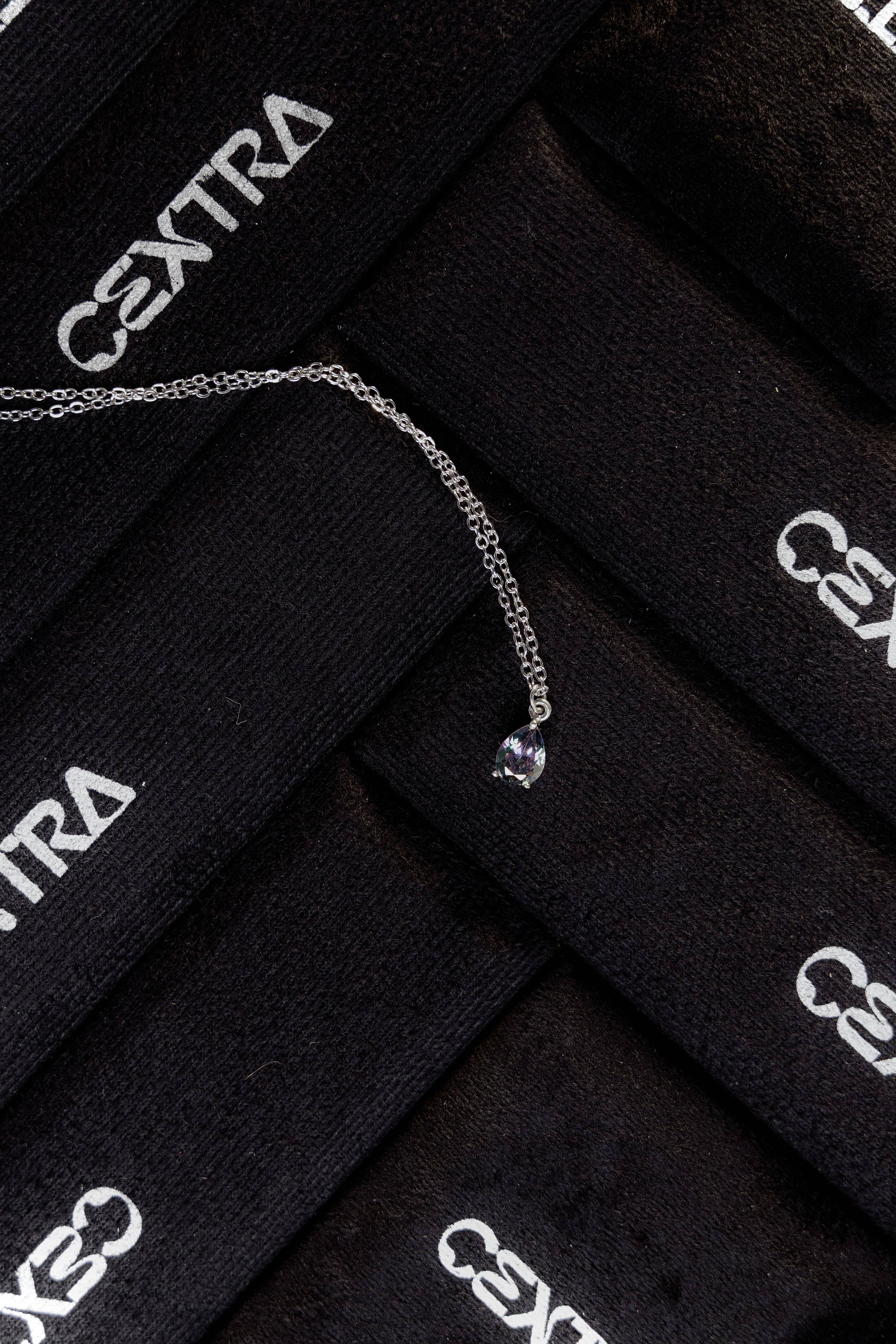 قلادة سيلفر بحجر زركون - aquamarine