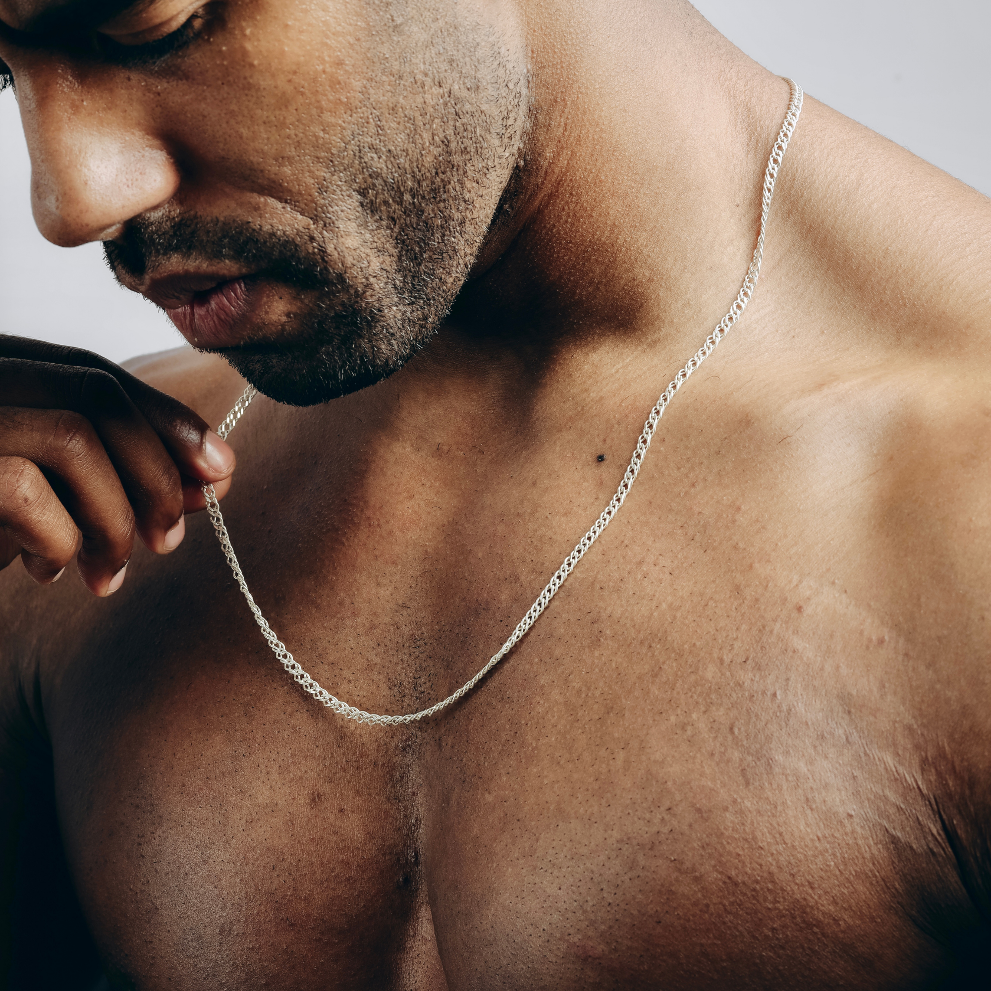 Braided Necklace Men's Silver Necklaces CEXTRA Handmade